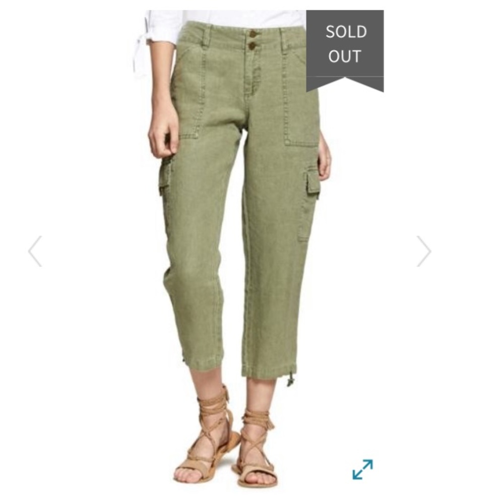 Sanctuary Terrain Linen Crop Cargo Pants Sz 32